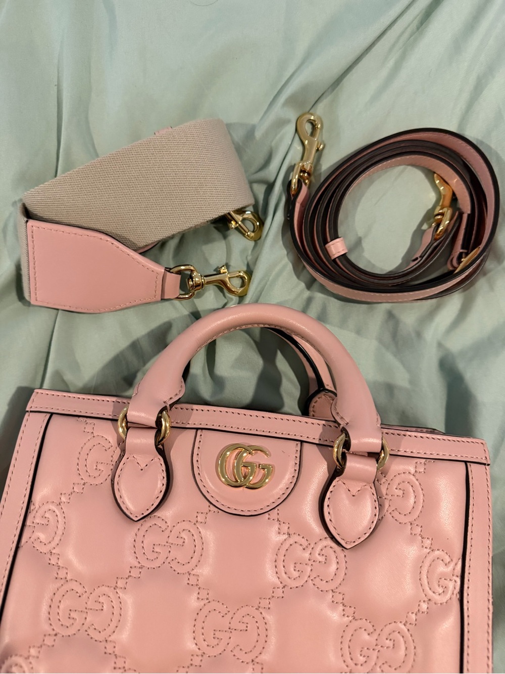 Gucci Blush Pink Embossed GG Top-Handle Satchel